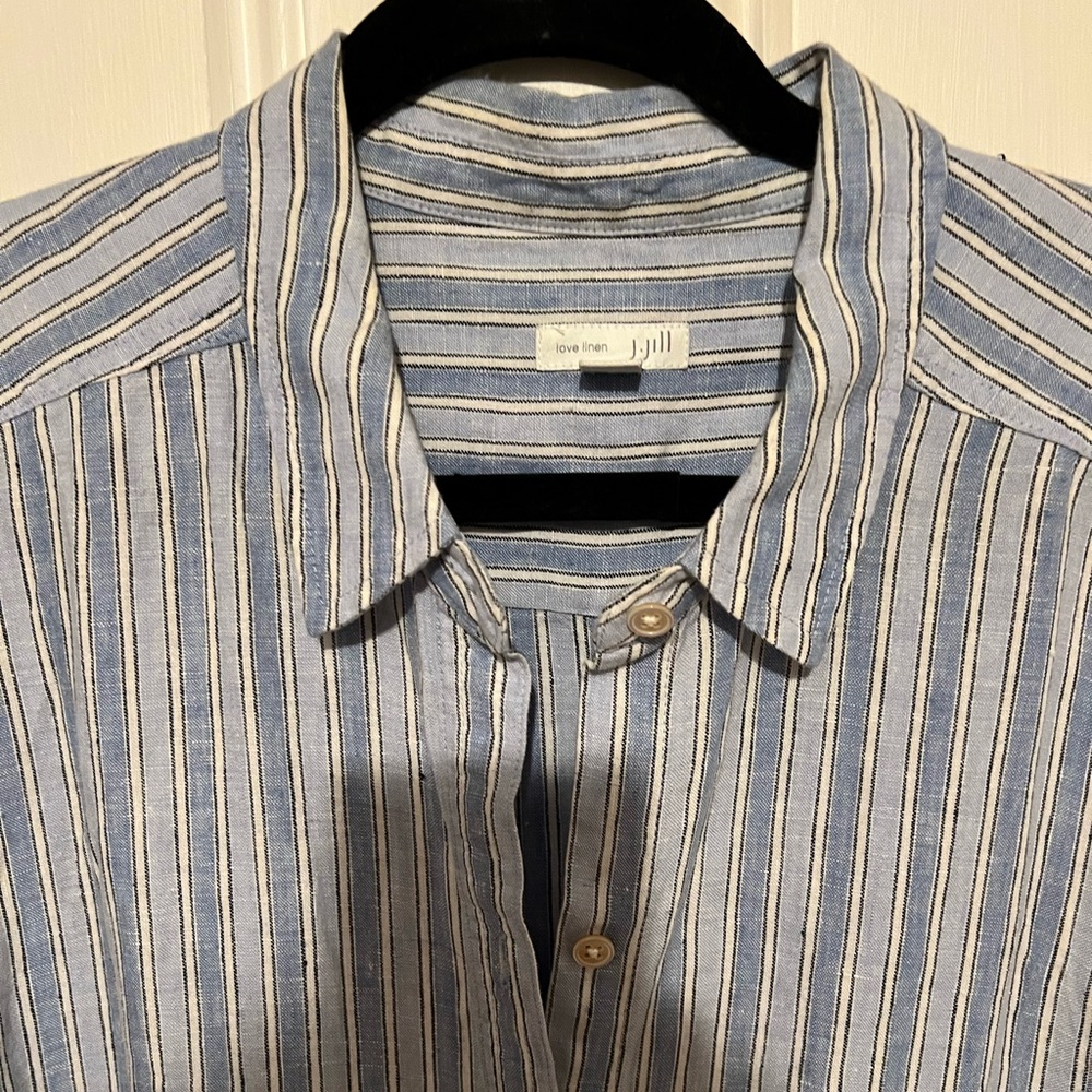 J Jill linen stripe dress xl